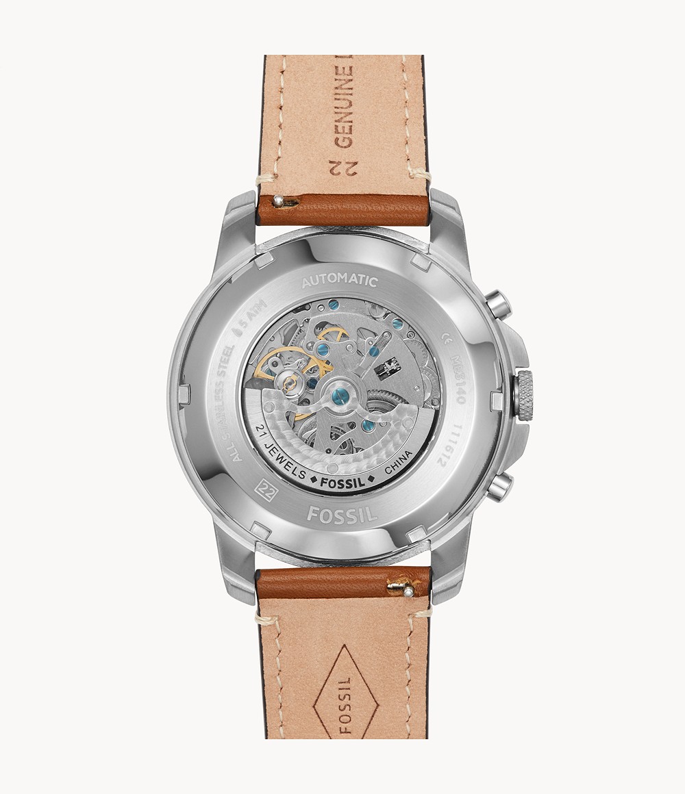 Viamyli.com - Montre Fossil Automatique GRANT SPORT LUGGAGE BROWN LEATHER -  VIAMYLI.COM